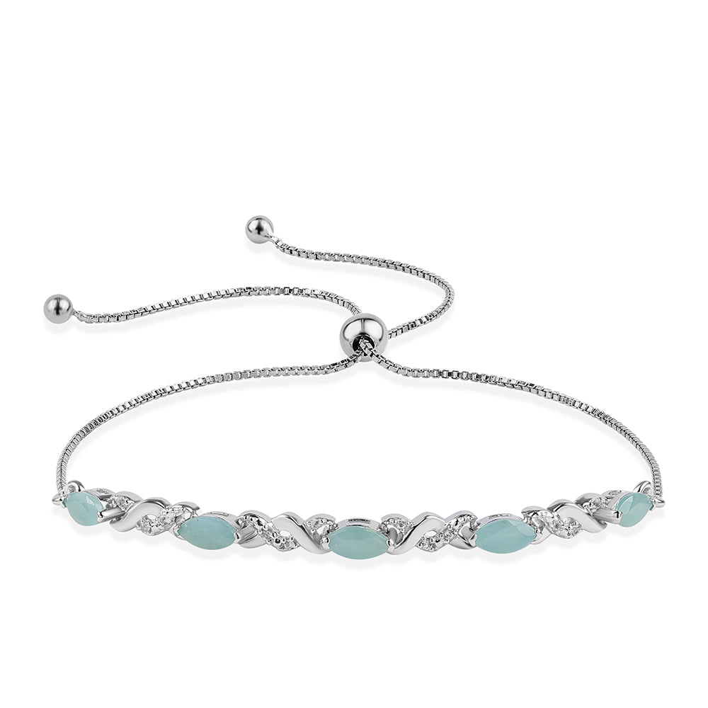 925 / 1000 Sterlingové Stříbro Náramek s Grandidieritem a Bílým Topazem