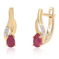 Pozlacené 925 / 1000 Sterlingové Stříbro Náušnice s Mozambickým Rubínem a Bílým Topazem