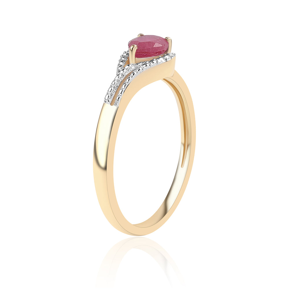 Pozlacené Stříbro 925/1000 - Prsten s Mozambickým Rubínem a Bílým Topazem - Karátové číslo: 1.05. přibližná hmotnost: 2.56 gramů 3 