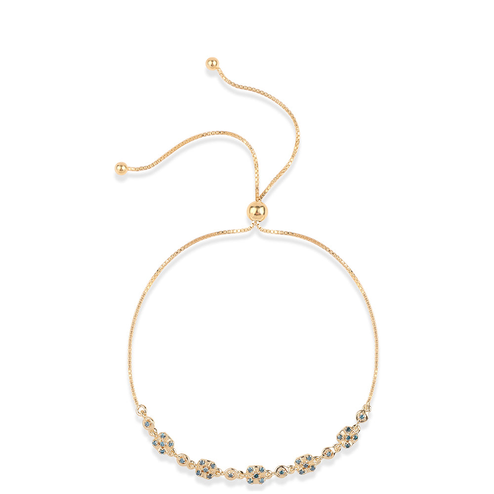 Pozlacený 925 / 1000 Sterlingové Stříbro Náramek s Modrým Diamantem