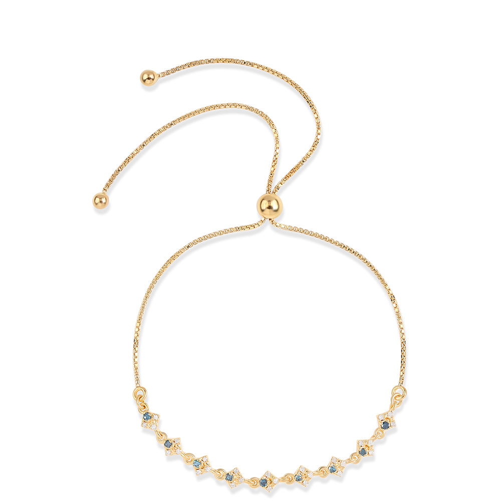 Pozlacený 925 / 1000 Sterlingové Stříbro Náramek s Modrým Diamantem a Bílým Diamantem 1 