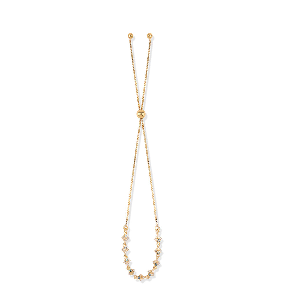 Pozlacený 925 / 1000 Sterlingové Stříbro Náramek s Modrým Diamantem a Bílým Diamantem