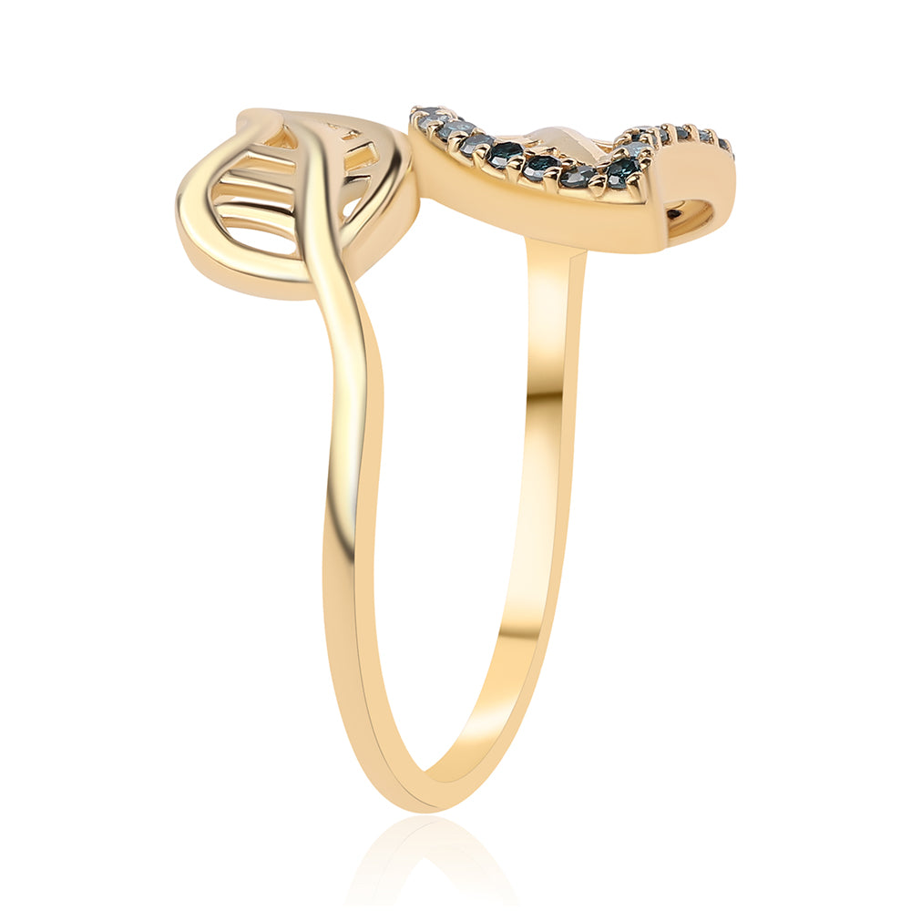 Pozlacený 925 / 1000 Sterlingové Stříbro Prsten s Modrým Diamantem 2 