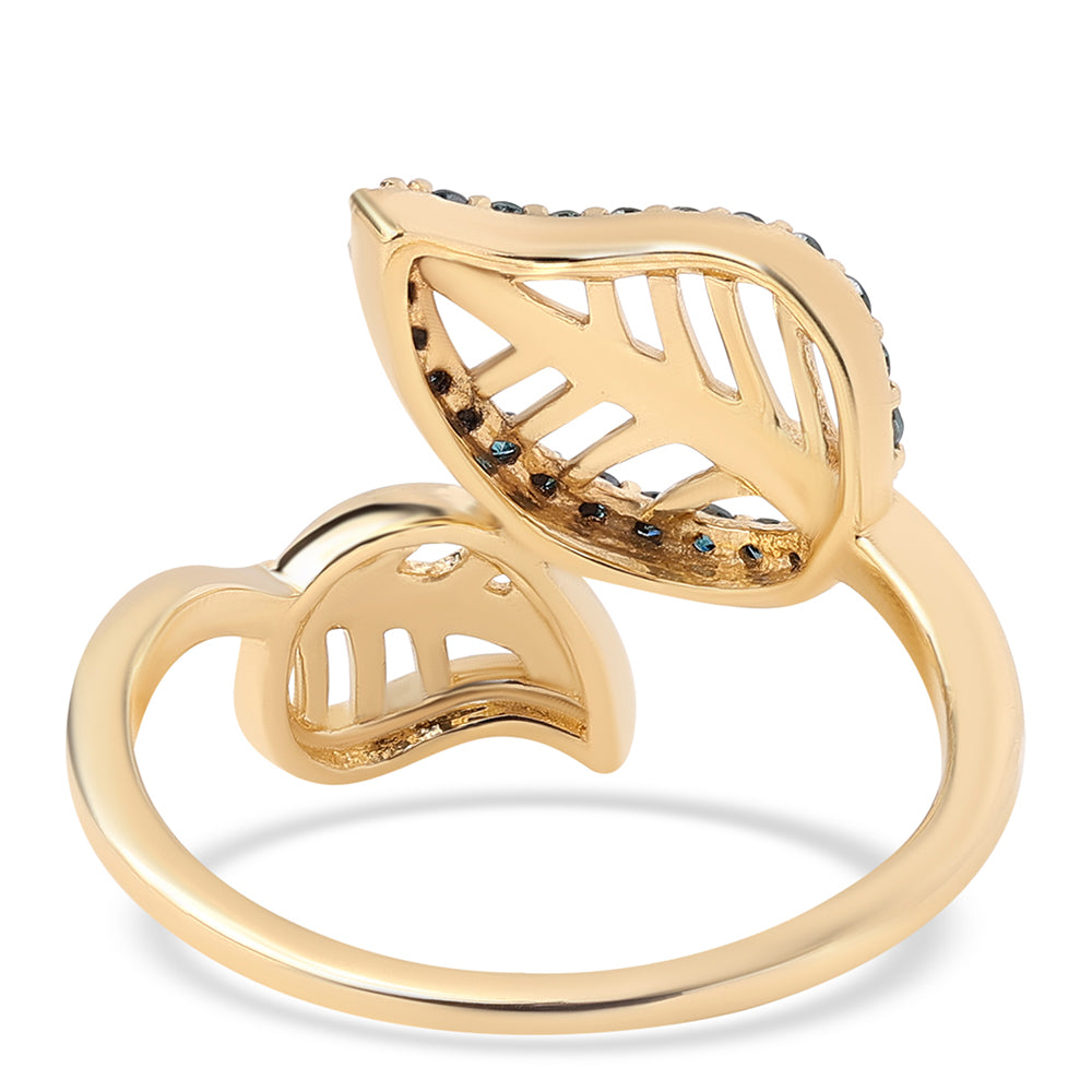 Pozlacený 925 / 1000 Sterlingové Stříbro Prsten s Modrým Diamantem 3 