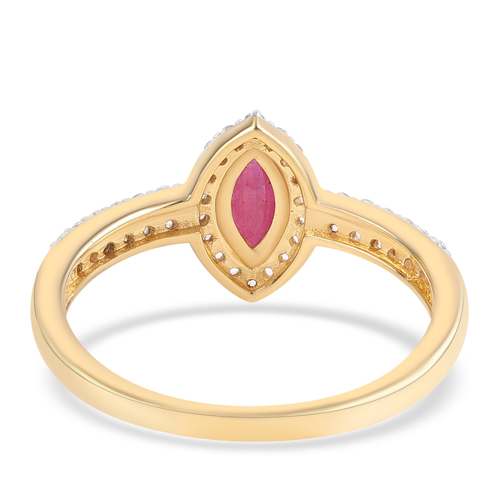 Pozlacené Stříbro 925/1000 - Prsten s Mozambickým Rubínem a Bílým Topazem - Karátové číslo: 1.02. přibližná hmotnost: 2.06 gramů 2 