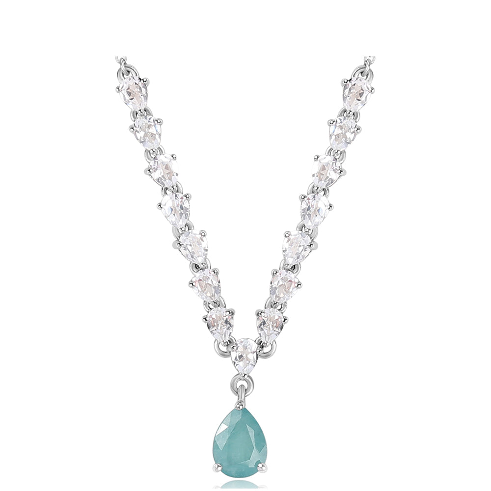 925 / 1000 Sterlingové Stříbro Náhrdelník s Grandidieritem a Bílým Topazem 1 