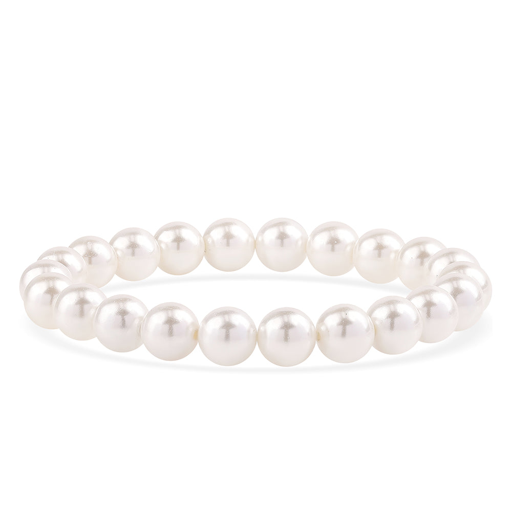 Pozlacená 925 / 1000 Sterlingové Stříbro Sada s Bílou Sladkovodní Perlou ( Náhrdelník+Náušnice+Náramek ) 2 