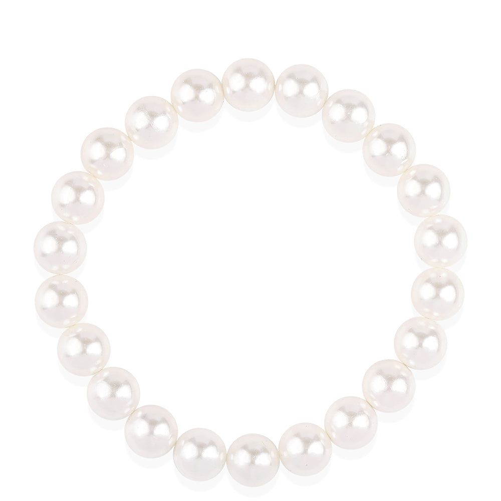 Pozlacená 925 / 1000 Sterlingové Stříbro Sada s Bílou Sladkovodní Perlou ( Náhrdelník+Náušnice+Náramek )