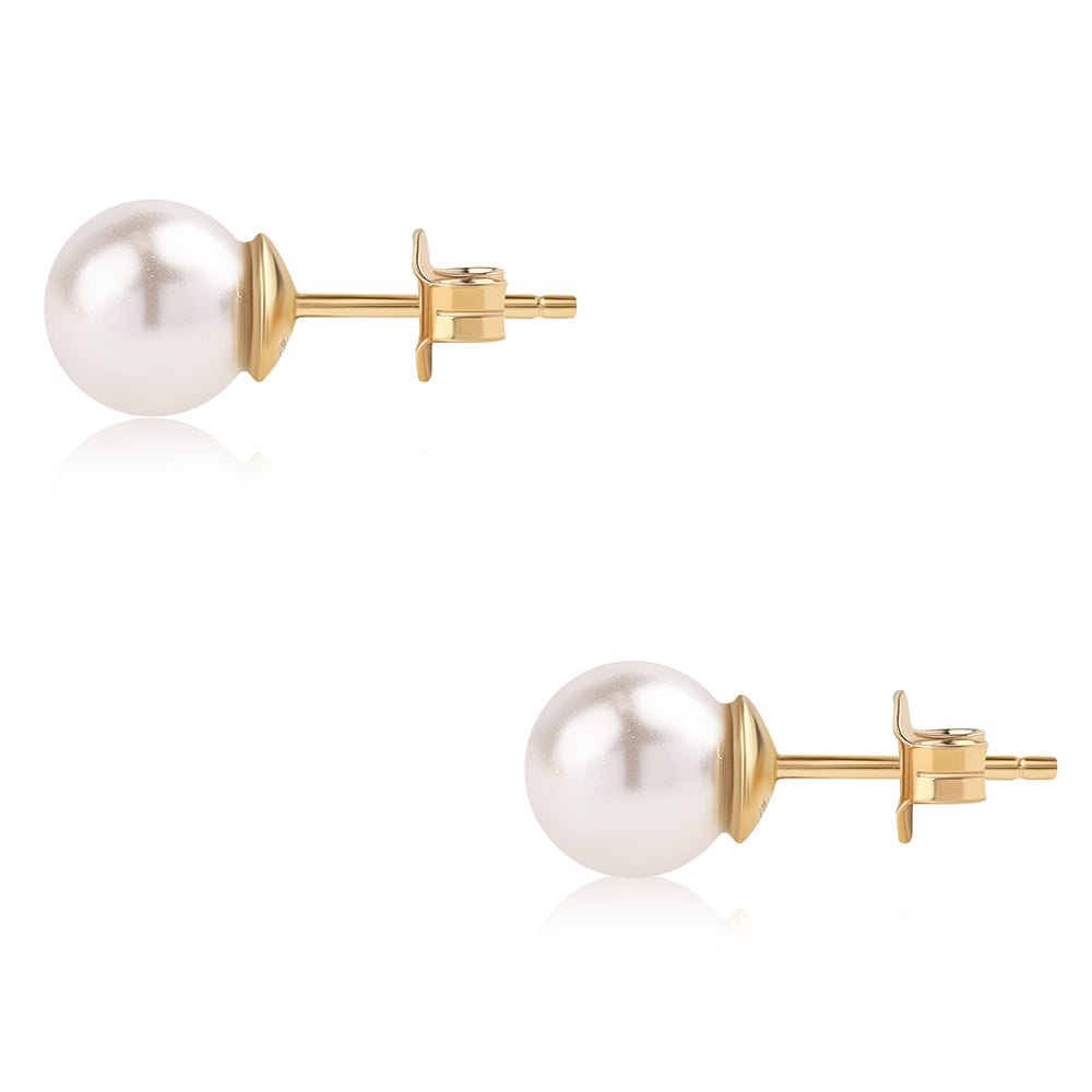 Pozlacená 925 / 1000 Sterlingové Stříbro Sada s Bílou Sladkovodní Perlou ( Náhrdelník+Náušnice+Náramek )