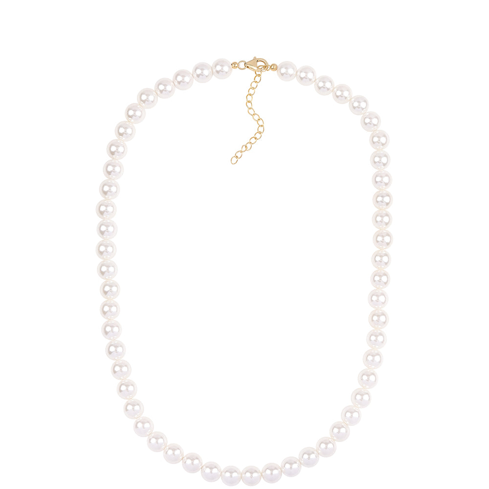 Pozlacená 925 / 1000 Sterlingové Stříbro Sada s Bílou Sladkovodní Perlou ( Náhrdelník+Náušnice+Náramek ) 7 