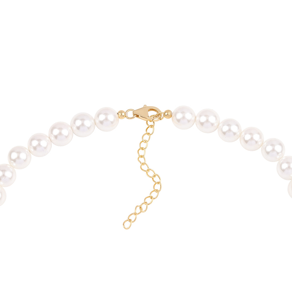 Pozlacená 925 / 1000 Sterlingové Stříbro Sada s Bílou Sladkovodní Perlou ( Náhrdelník+Náušnice+Náramek )