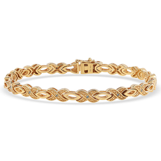 Pozlacený 925 / 1000 Sterlingové Stříbro Náramek s Modrým Diamantem