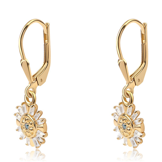 Pozlacené Stříbrné Náušnice s Modrým Diamantem a Bílým Topazem