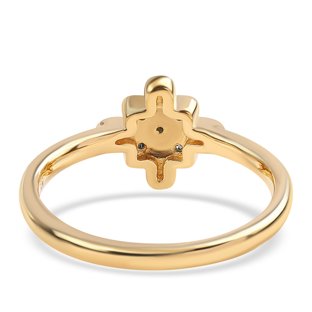 Pozlacené Stříbro 925/1000 - Prsten s Modrým Diamantem - Karátové číslo: 0.04. přibližná hmotnost: 2.22 gramů 3 