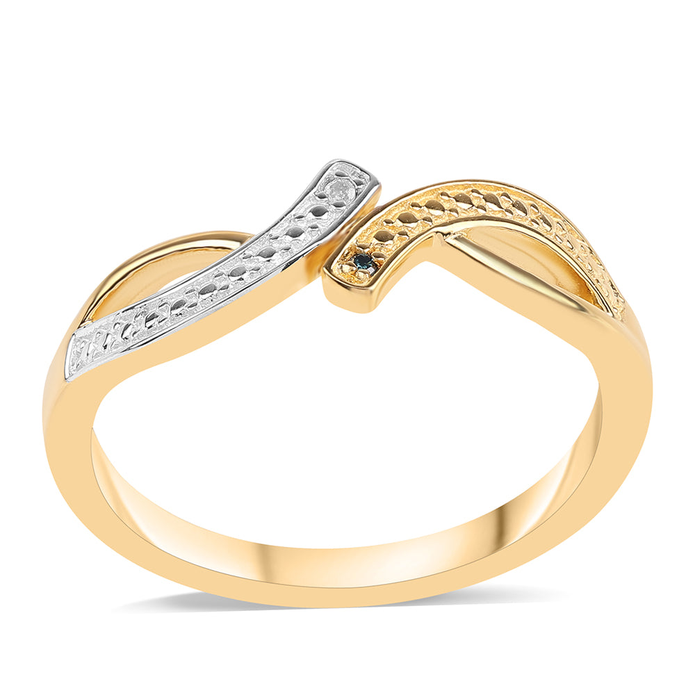 Pozlacené Stříbro 925/1000 - Prsten s Modrým Diamantem a Bílým Topazem - Karátové číslo: 0.01. přibližná hmotnost: 2.46 gramů 1 