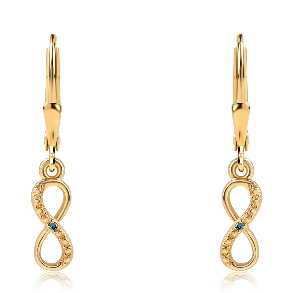 Pozlacené 925 / 1000 Sterlingové Stříbro Náušnice s Modrým Diamantem 2 