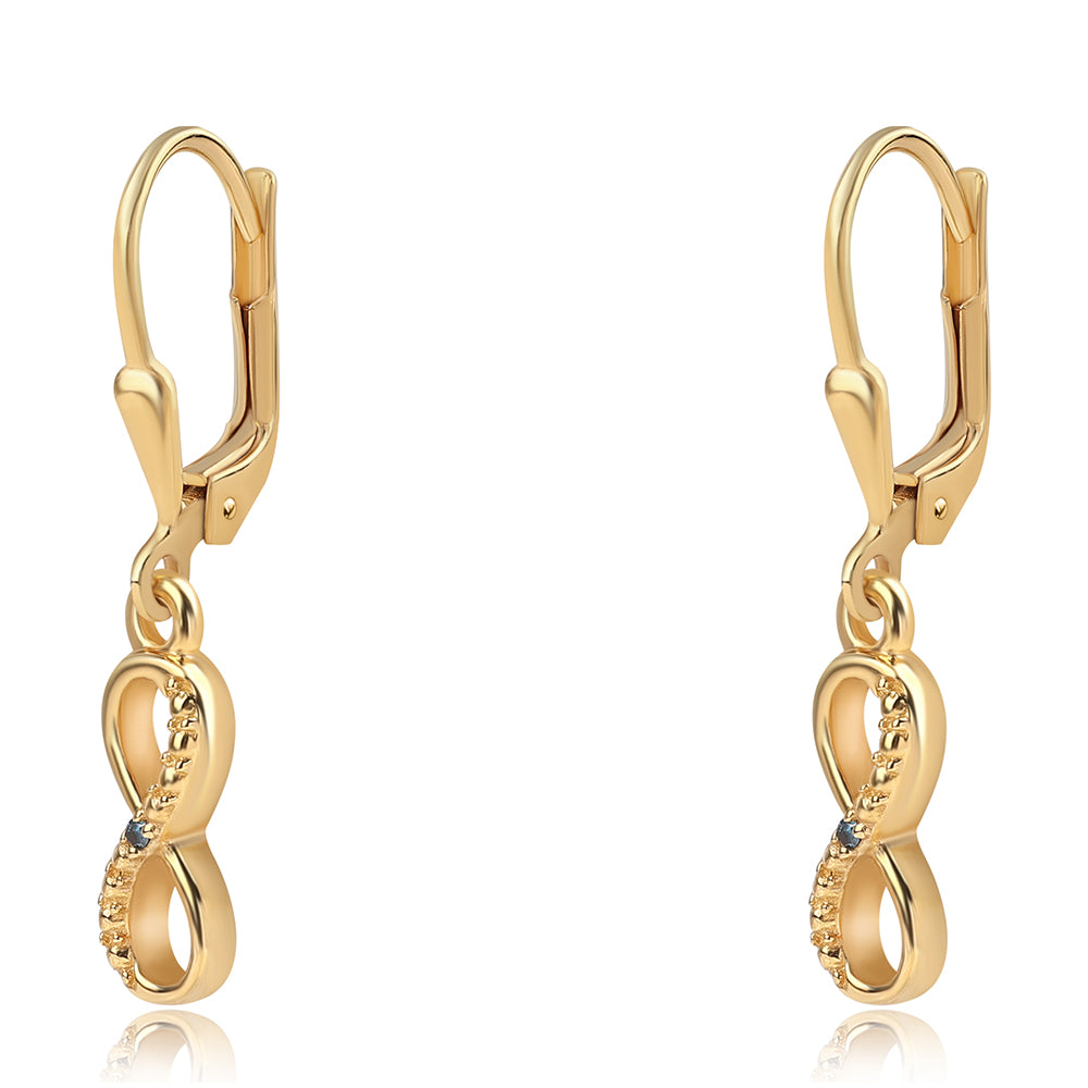 Pozlacené 925 / 1000 Sterlingové Stříbro Náušnice s Modrým Diamantem 1 