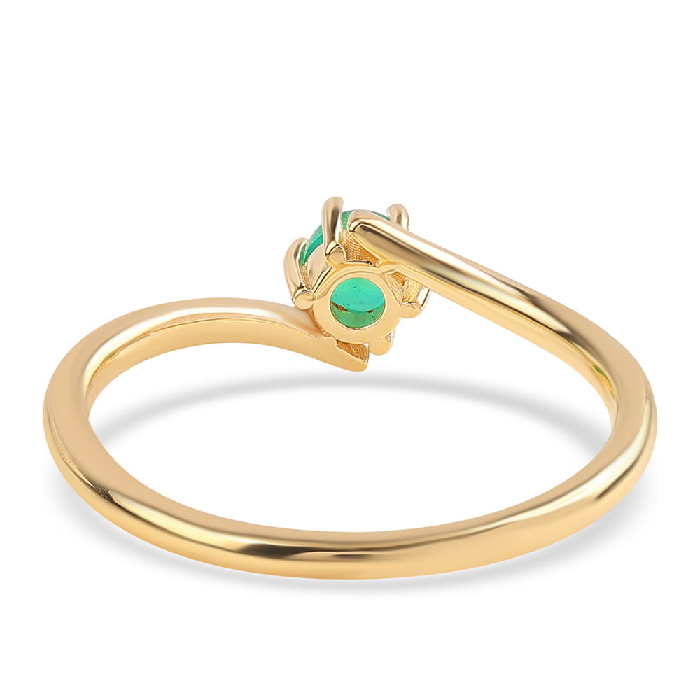 Pozlacené Stříbro 925/1000 - Prsten se Zeleným Etiopským Opálem z Lega Dembi - Karátové číslo: 0.32. přibližná hmotnost: 1.68 gramů 2 