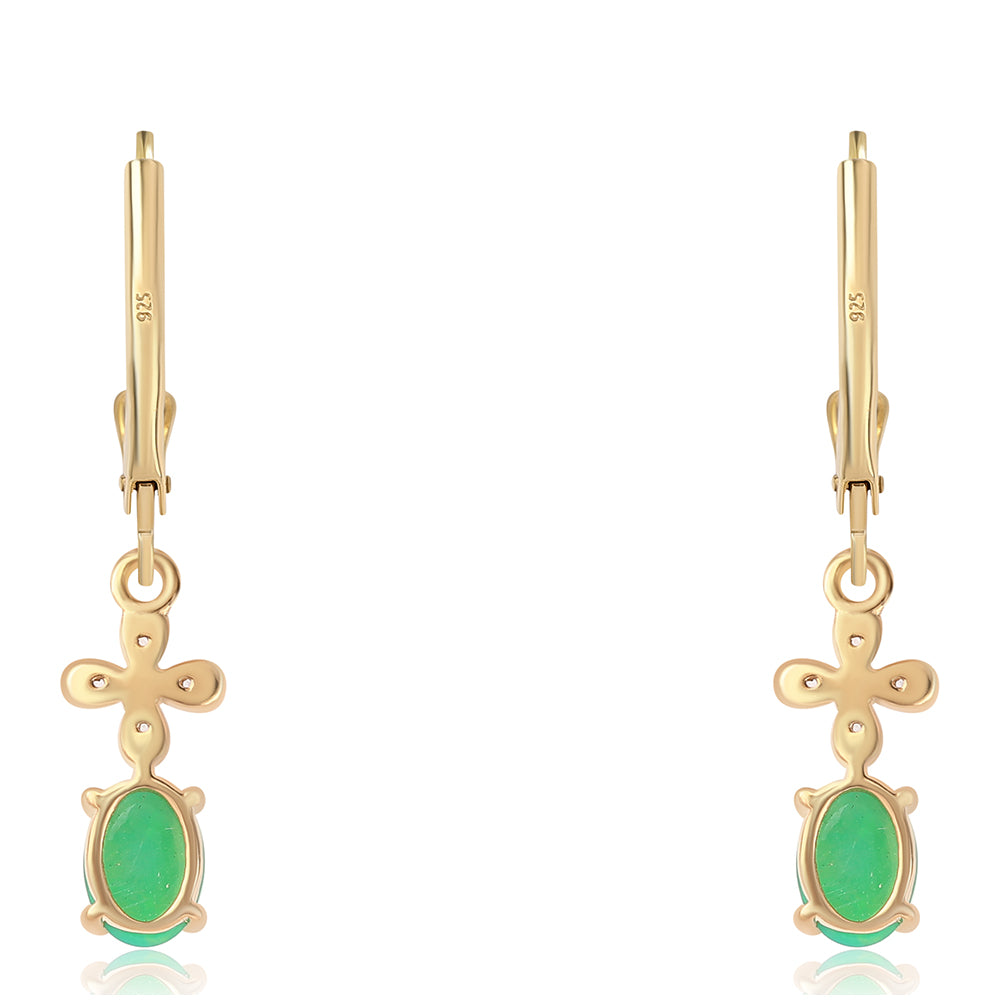 Pozlacené 925 / 1000 Sterlingové Stříbro Náušnice se Zeleným Etiopským Opálem z Lega Dembi a Bílým Topazem 3 