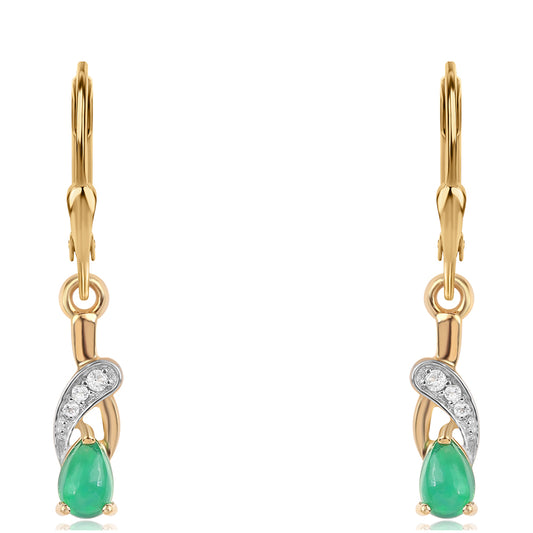 Pozlacené 925 / 1000 Sterlingové Stříbro Náušnice se Zeleným Etiopským Opálem z Lega Dembi a Bílým Topazem