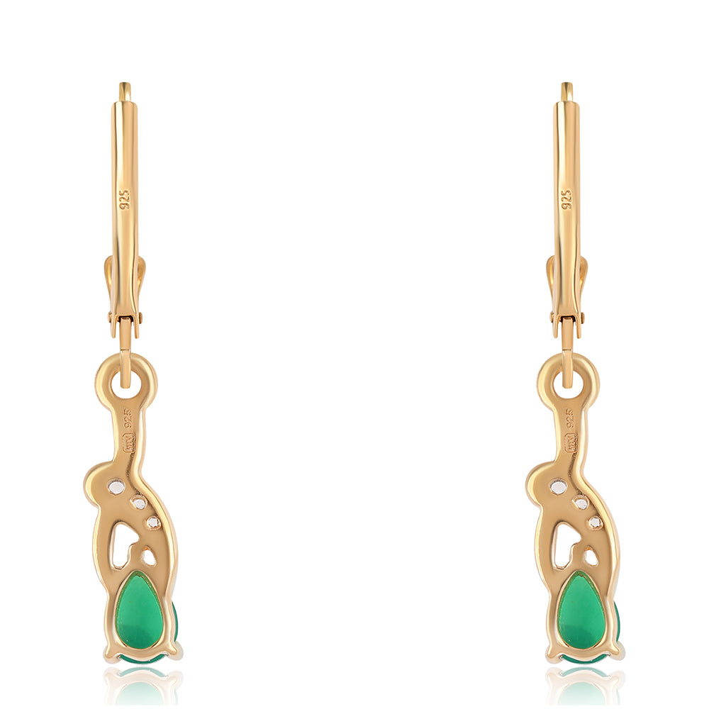 Pozlacené 925 / 1000 Sterlingové Stříbro Náušnice se Zeleným Etiopským Opálem z Lega Dembi a Bílým Topazem