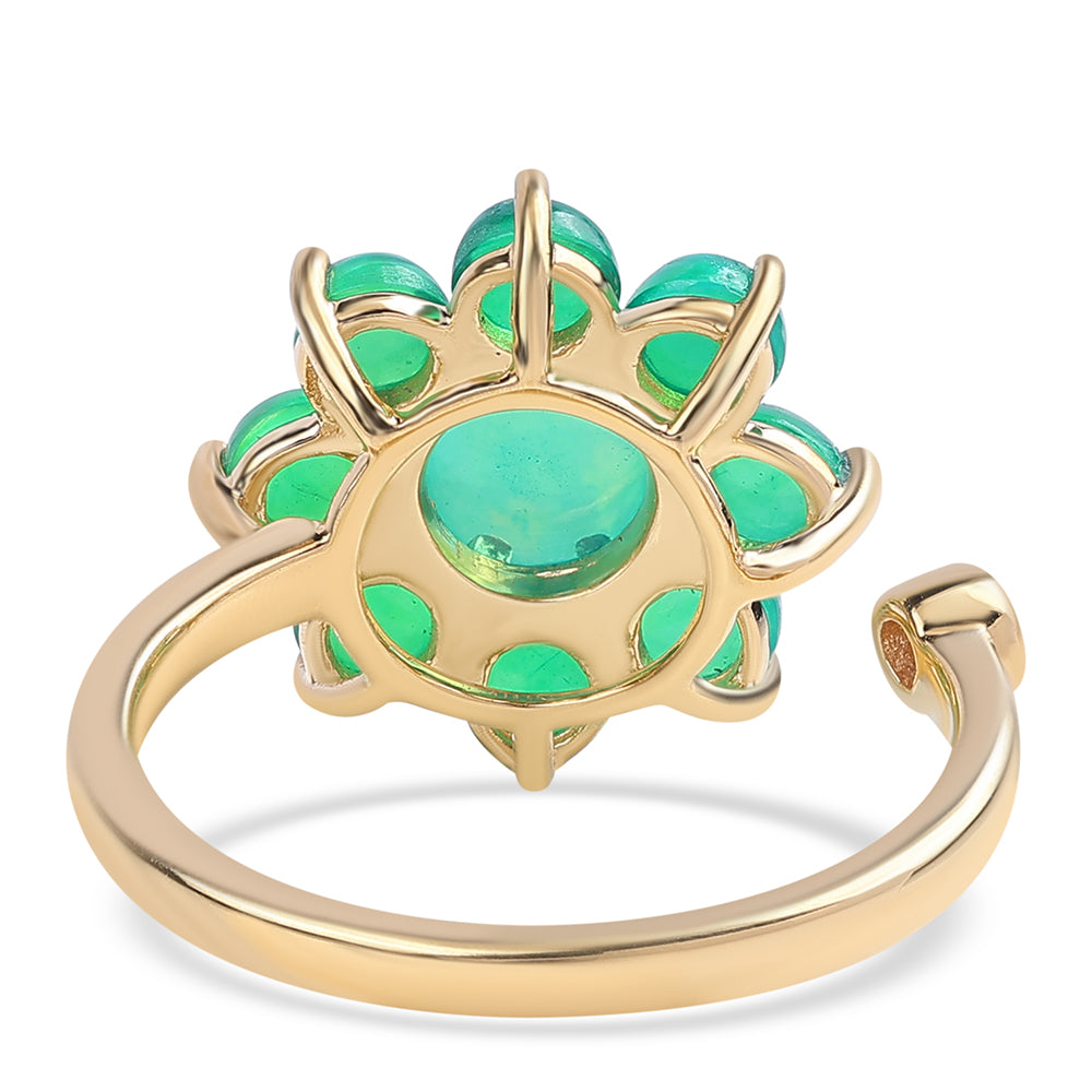 Pozlacený 925 / 1000 Sterlingové Stříbro Prsten se Zeleným Etiopským Opálem z Lega Dembi a Bílým Topazem 2 