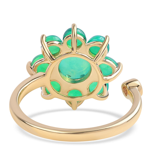 Pozlacený 925 / 1000 Sterlingové Stříbro Prsten se Zeleným Etiopským Opálem z Lega Dembi a Bílým Topazem