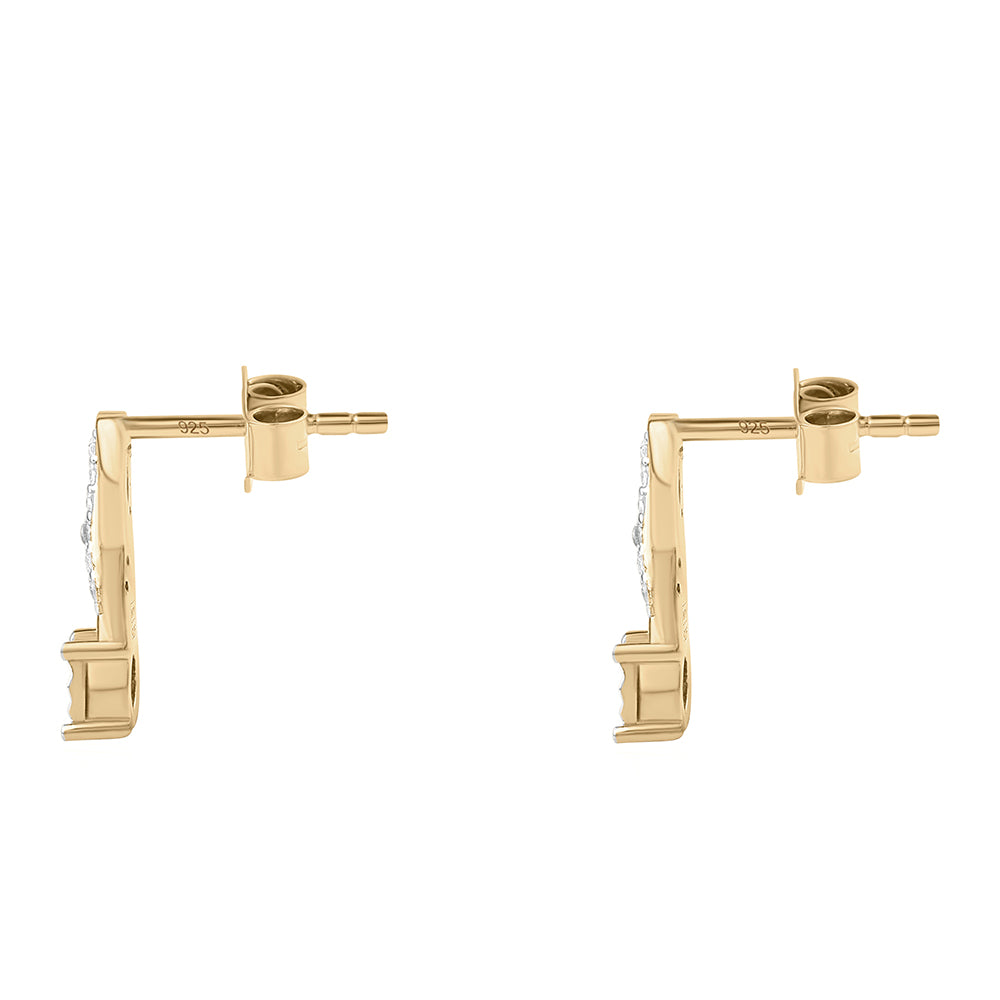 Pozlacené 925 / 1000 Sterlingové Stříbro Náušnice s Modrým Diamantem a Bílým Diamantem 3 