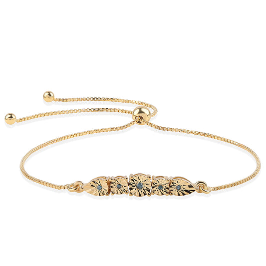 Pozlacený 925 / 1000 Sterlingové Stříbro Náramek s Modrým Diamantem