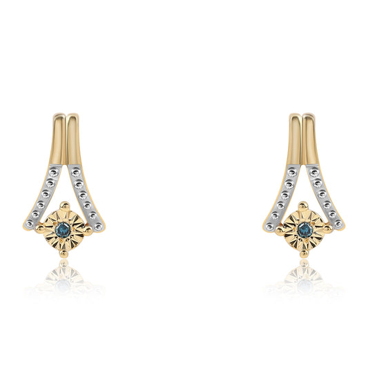 Pozlacené 925 / 1000 Sterlingové Stříbro Náušnice s Modrým Diamantem