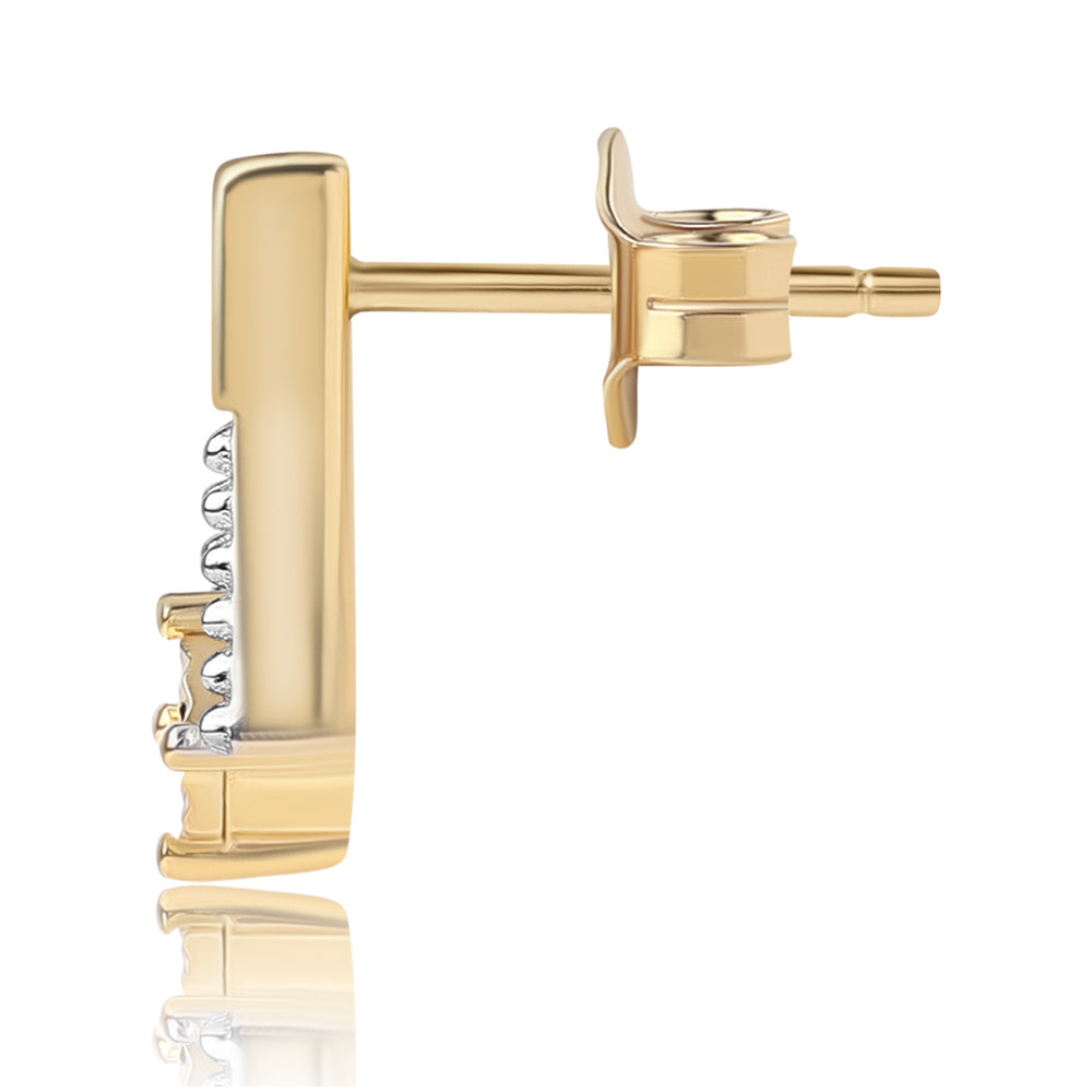 Pozlacené 925 / 1000 Sterlingové Stříbro Náušnice s Modrým Diamantem