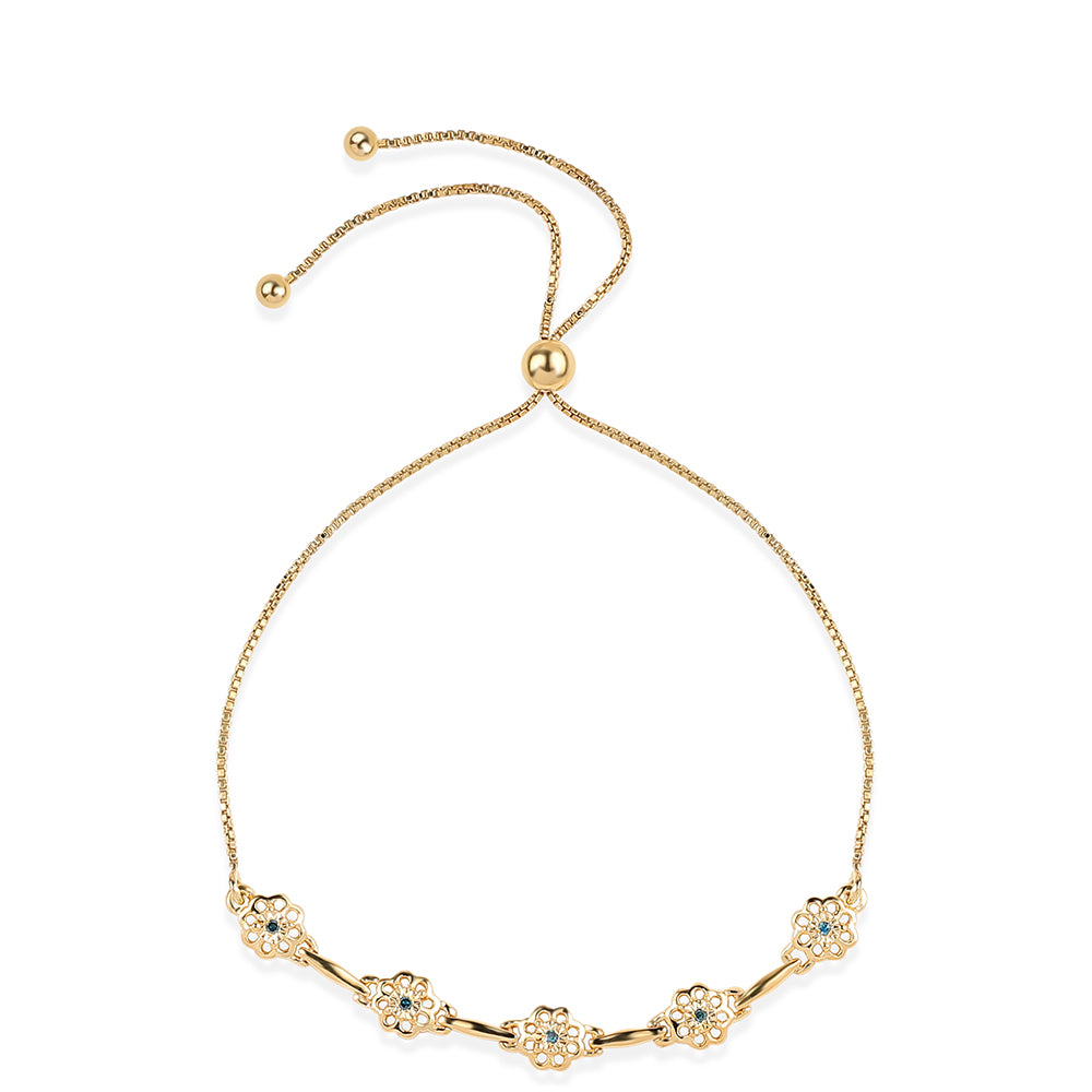 Pozlacený 925 / 1000 Sterlingové Stříbro Náramek s Modrým Diamantem