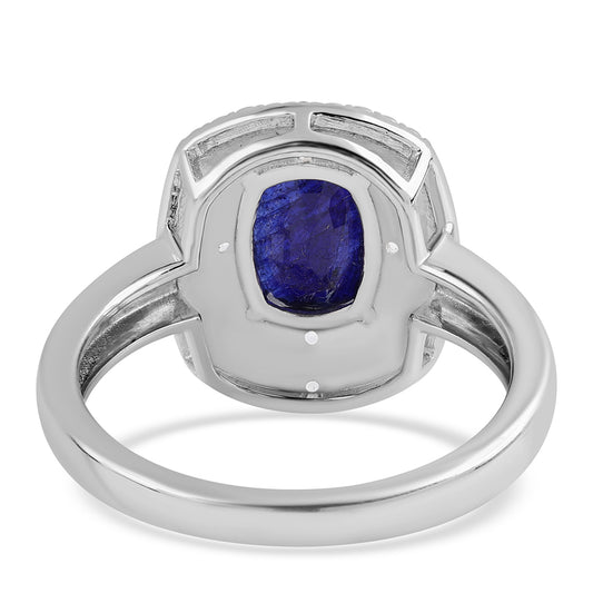 925 / 1000 Sterlingové Stříbro Prsten s Australským Modrým Safírem a Bílým Topazem