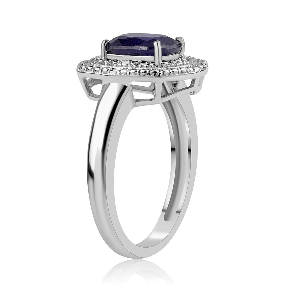 925 / 1000 Sterlingové Stříbro Prsten s Australským Modrým Safírem a Bílým Topazem