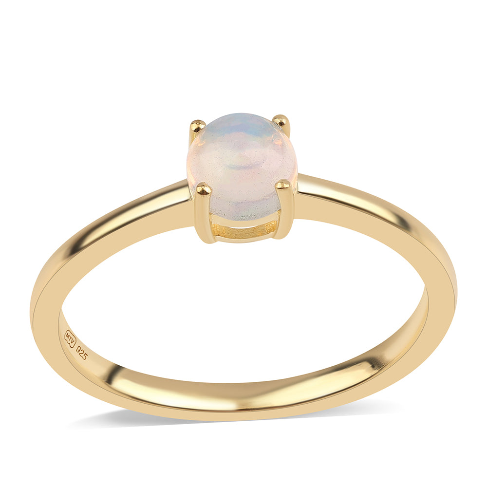 Pozlacené Stříbro 925/1000 - Prsten s Etiopským Opálem z Lega Dembi - Karátové číslo: 0.32. přibližná hmotnost: 1.75 gramů 1 