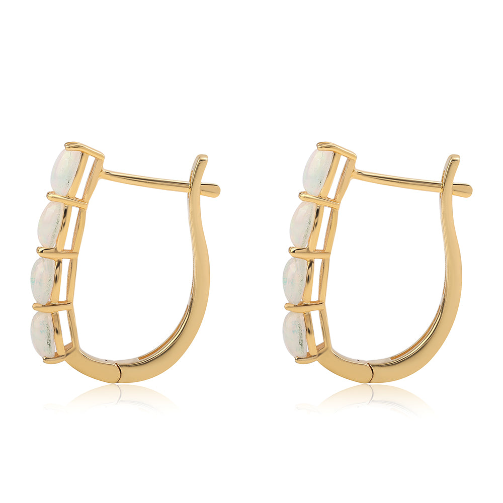 Pozlacené 925 / 1000 Sterlingové Stříbro Náušnice s Etiopským Opálem z Lega Dembi 2 