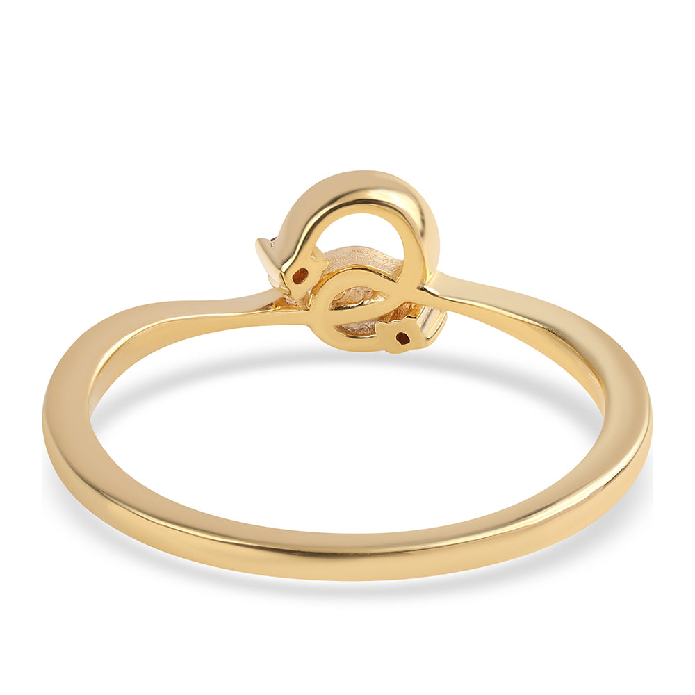 Pozlacené Stříbro 925/1000 - Prsten s Červeným Diamantem - Karátové číslo: 0.03. přibližná hmotnost: 1.62 gramů 2 