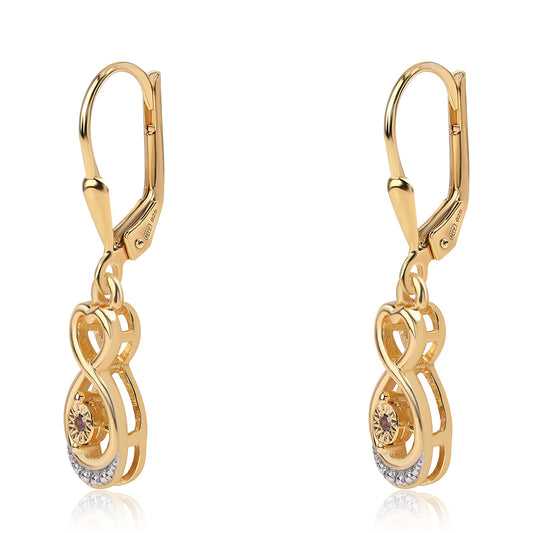 Pozlacené 925 / 1000 Sterlingové Stříbro Náušnice s Červeným Diamantem