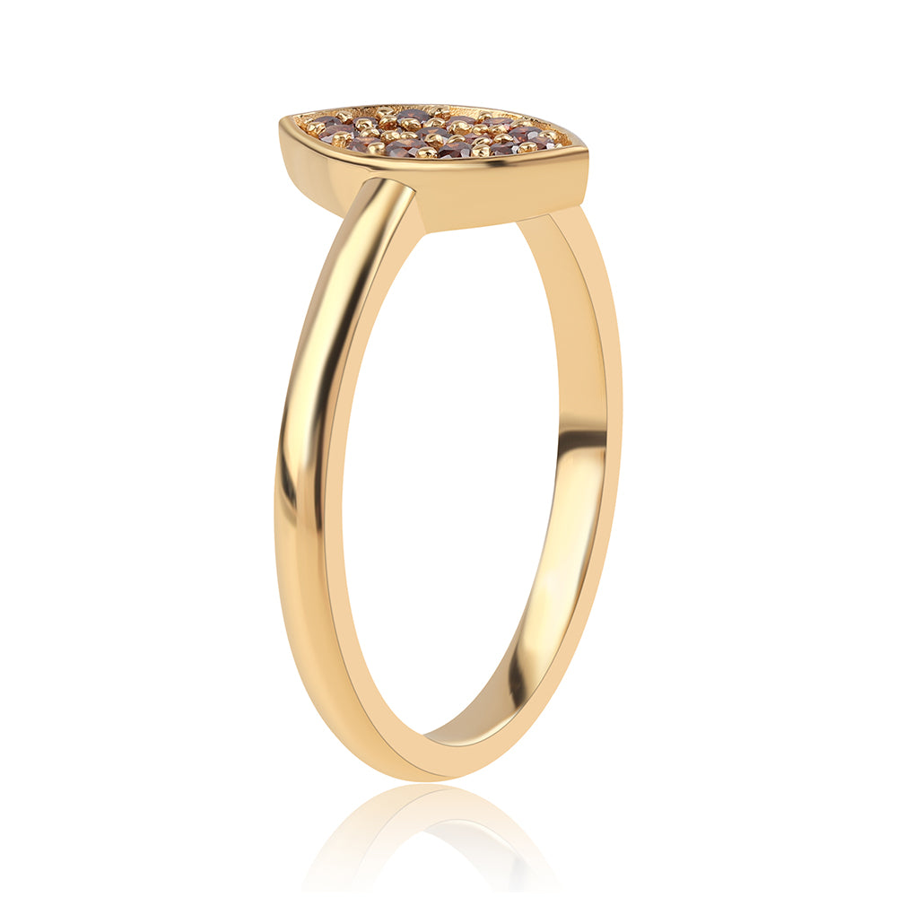 Pozlacený 925 / 1000 Sterlingové Stříbro Prsten s Červeným Diamantem 3 