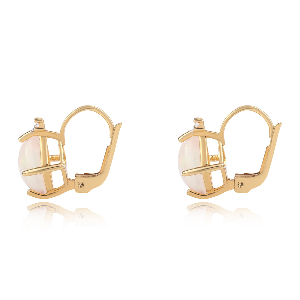 Pozlacené 925 / 1000 Sterlingové Stříbro Náušnice s Etiopským Opálem z Lega Dembi a Bílým Topazem