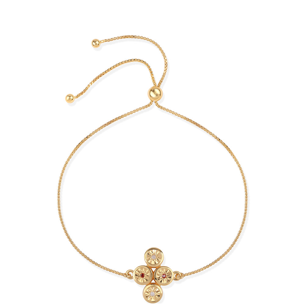 Pozlacené Stříbro 925/1000 - Náramek s Červeným Diamantem a Bílým Diamantem - Karátové číslo: 0.06. přibližná hmotnost: 3.76 gramů 1 