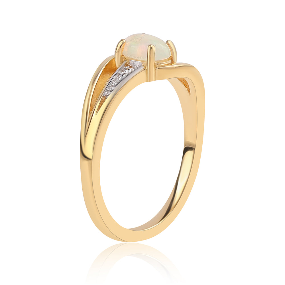 Pozlacené Stříbro 925/1000 - Prsten s Etiopským Opálem z Lega Dembi - Karátové číslo: 0.34. přibližná hmotnost: 2.29 gramů 2 