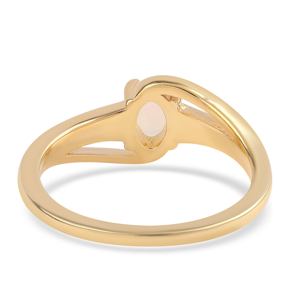 Pozlacené Stříbro 925/1000 - Prsten s Etiopským Opálem z Lega Dembi - Karátové číslo: 0.34. přibližná hmotnost: 2.29 gramů