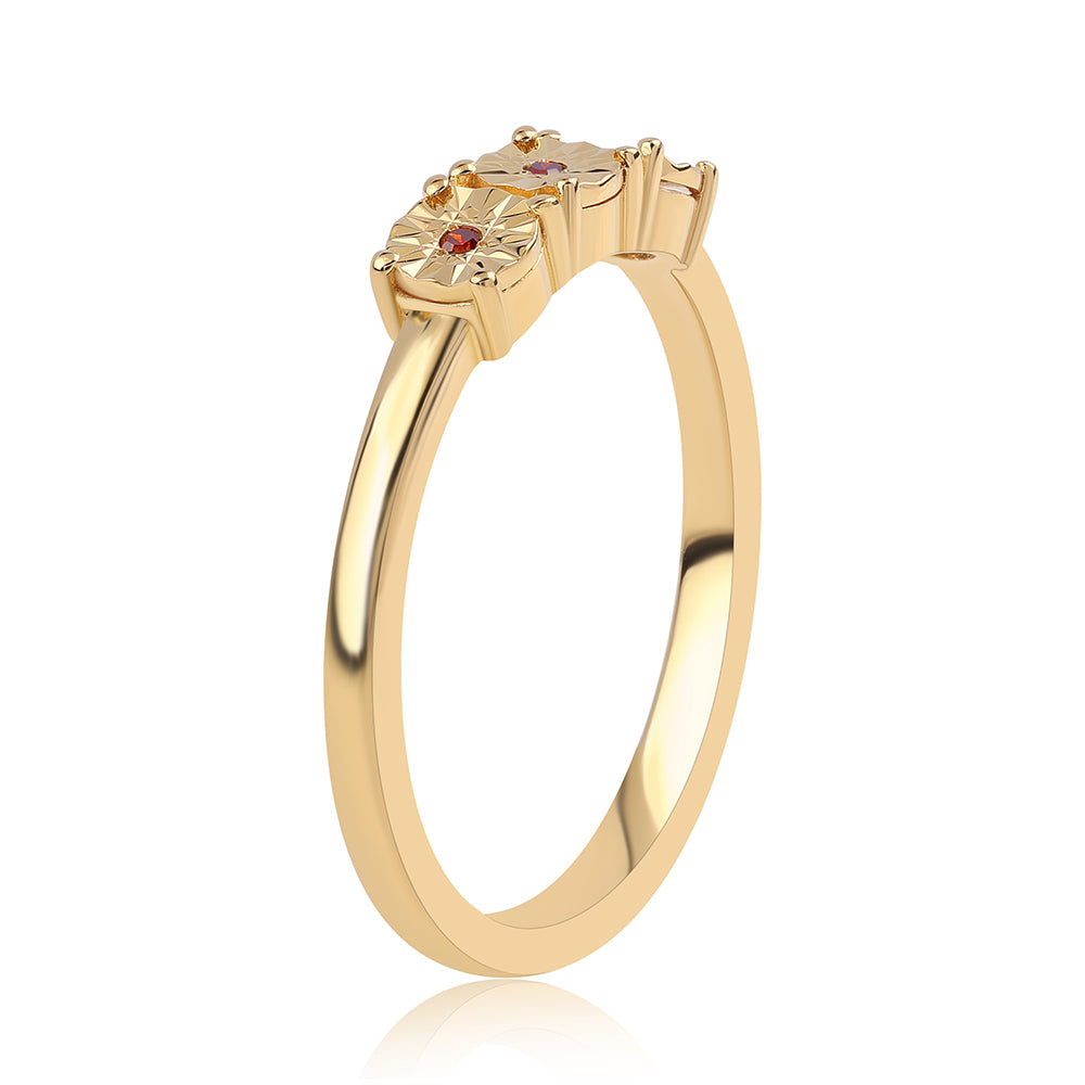 Pozlacený Stříbrný Prsten s Červeným Diamantem 3 