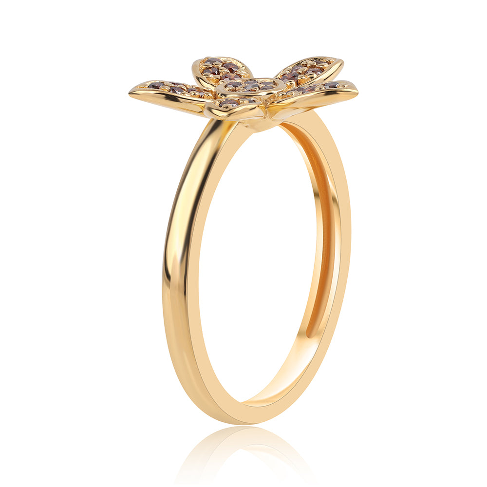 Pozlacený 925 / 1000 Sterlingové Stříbro Prsten s Červeným Diamantem 2 