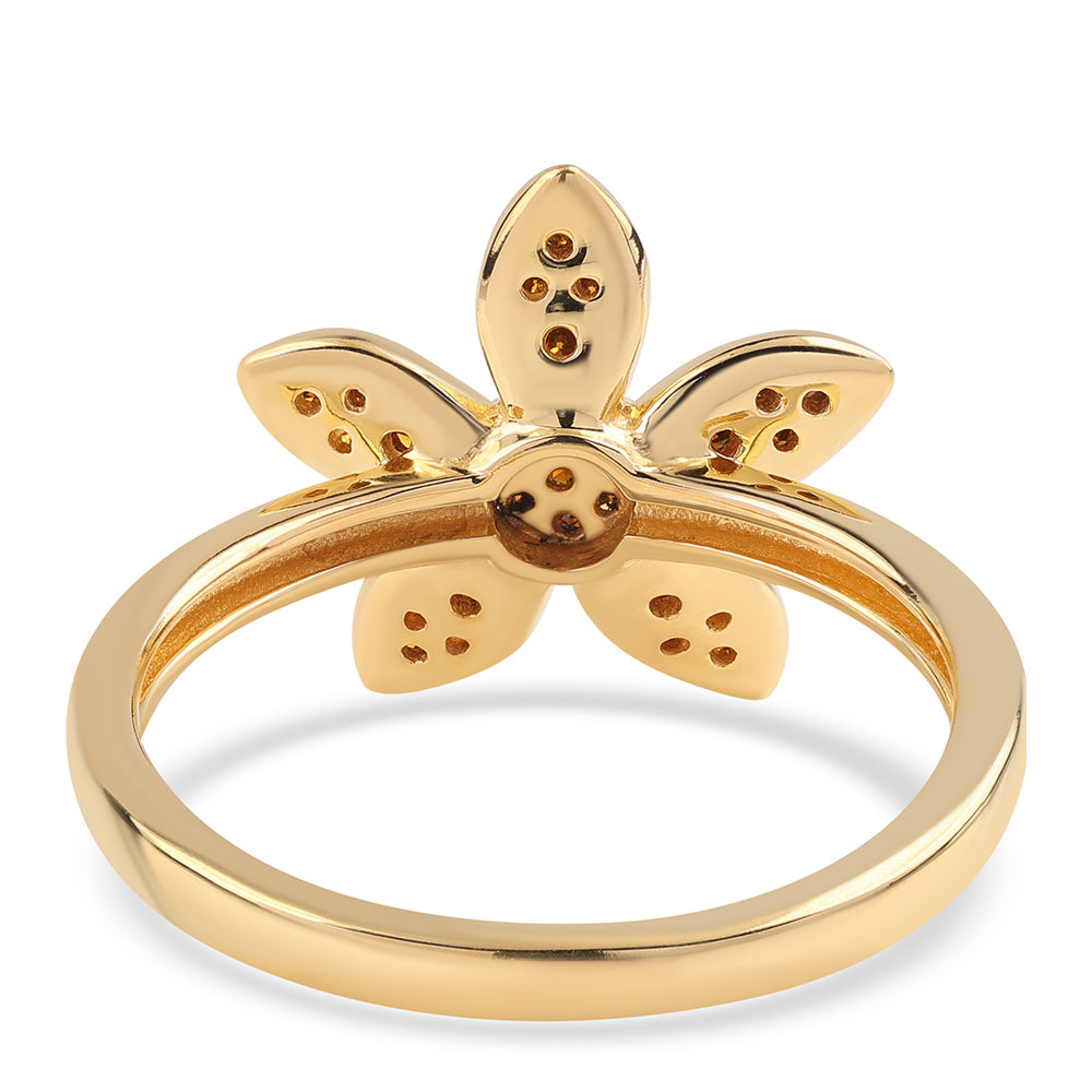 Pozlacený 925 / 1000 Sterlingové Stříbro Prsten s Červeným Diamantem 3 