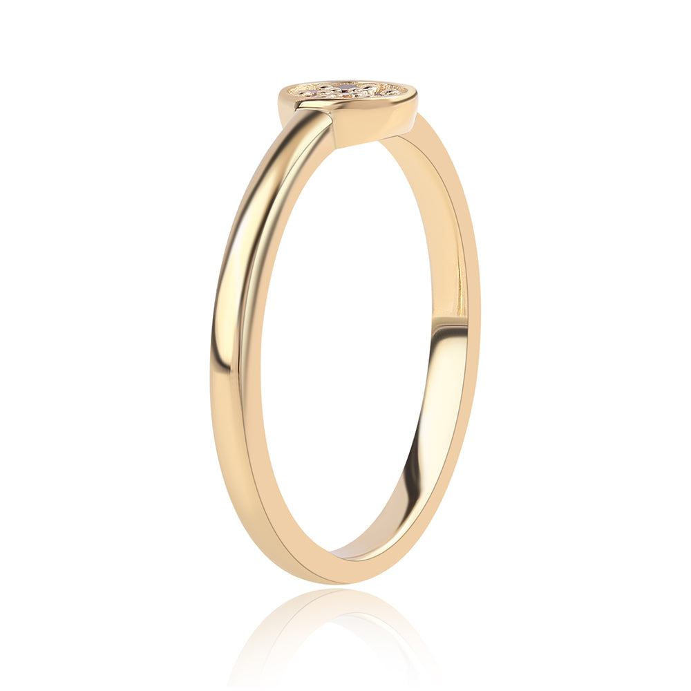 Pozlacené Stříbro 925/1000 - Prsten s Červeným Diamantem - Karátové číslo: 0.1. přibližná hmotnost: 1.88 gramů 3 