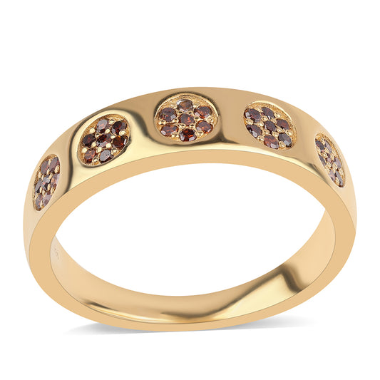 Pozlacený Stříbrný Prsten s Červeným Diamantem