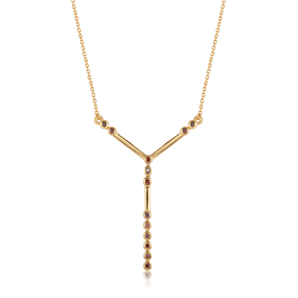 Pozlacený 925 / 1000 Sterlingové Stříbro Náhrdelník s Červeným Diamantem 1 