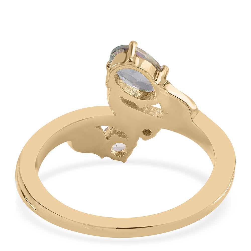 Pozlacený 925 / 1000 Sterlingové Stříbro Prsten s Mystickým Topazem a Bílým Topazem 2 